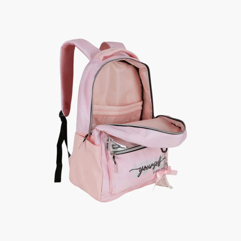 PAUSE Printed Pink School Backpack for Girls